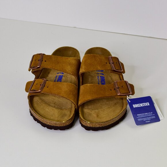 Birkenstock Shoes - Birkenstock Arizona BS Suede Sandals - Mink, Size EU 38 Soft footbed EVA sole